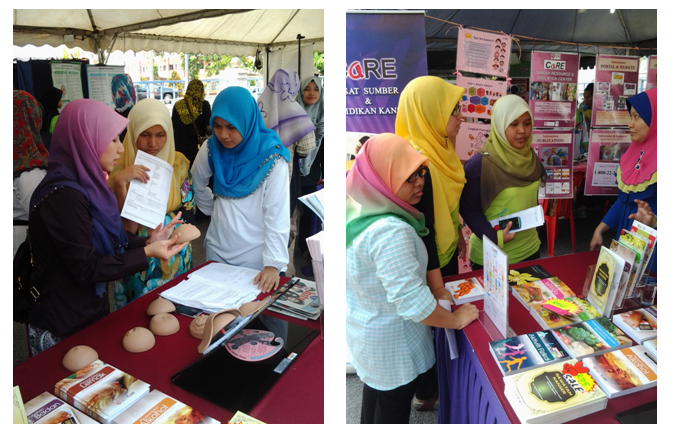 Visitors were listening to the explanation regarding breast cancer and CaRE’s publication 